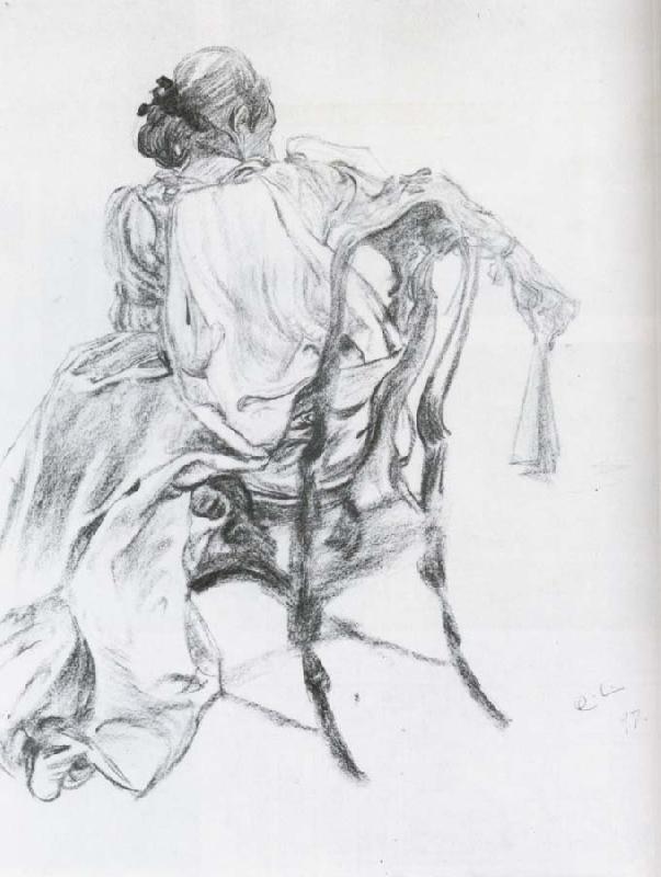 Carl Larsson Rococo Model Charcoal